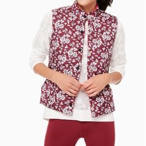 Kate Spade So Foxy Reversible Quilted Snap Front Vest Floral NWT Women's Size XL